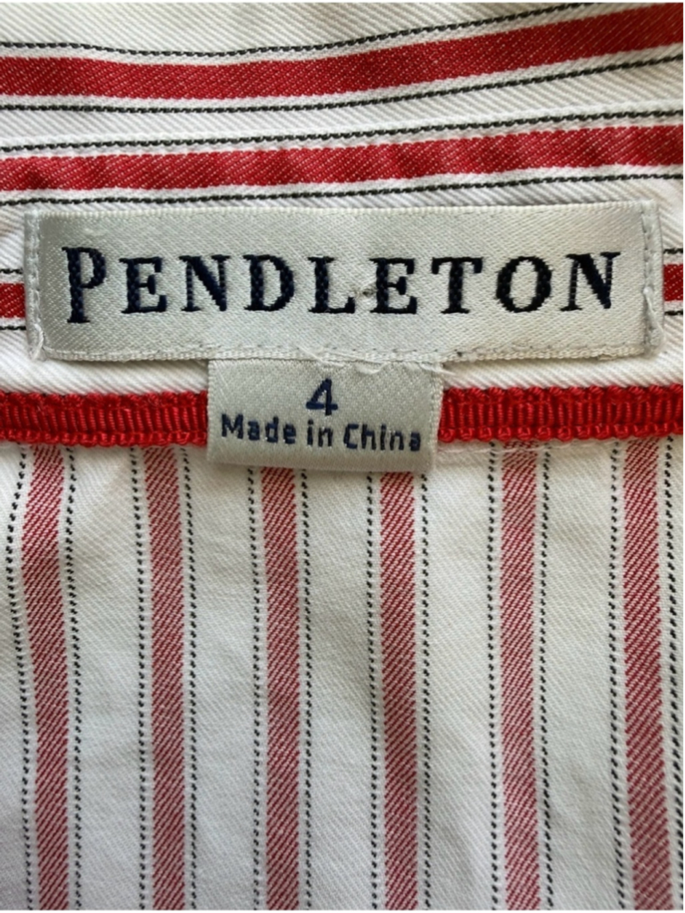Pendleton Red and White Striped Button-Down Shirt Size 4 Preppy Coastal Grandma - Picture 4 of 14